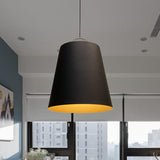 Retro Style Tapered Shade Pendant Lighting 6"/10.5"/12.5" Width 1 Light Metallic Hanging Ceiling Light in Black/White Black Clearhalo 'Ceiling Lights' 'Modern Pendants' 'Modern' 'Pendant Lights' 'Pendants' Lighting' 1416881