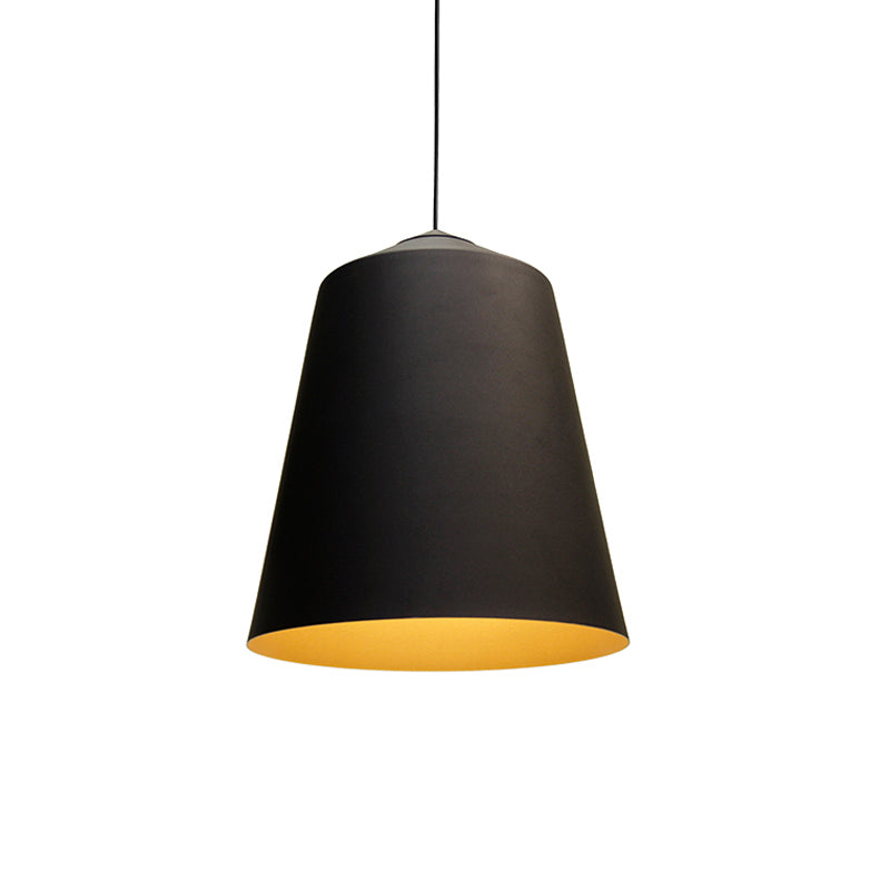 Retro Style Tapered Shade Pendant Lighting 6"/10.5"/12.5" Width 1 Light Metallic Hanging Ceiling Light in Black/White Clearhalo 'Ceiling Lights' 'Modern Pendants' 'Modern' 'Pendant Lights' 'Pendants' Lighting' 1416883