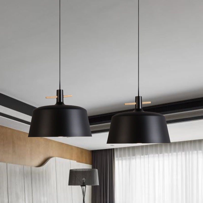 1 Light Pendant Lamp with Shade Metallic Contemporary Style Dining Room Hanging Light Fixture in Black/White Black B Clearhalo 'Ceiling Lights' 'Modern Pendants' 'Modern' 'Pendant Lights' 'Pendants' Lighting' 1416909