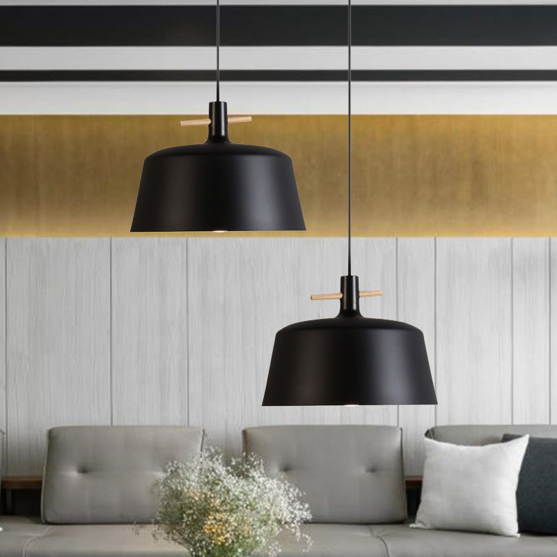 1 Light Pendant Lamp with Shade Metallic Contemporary Style Dining Room Hanging Light Fixture in Black/White Clearhalo 'Ceiling Lights' 'Modern Pendants' 'Modern' 'Pendant Lights' 'Pendants' Lighting' 1416910