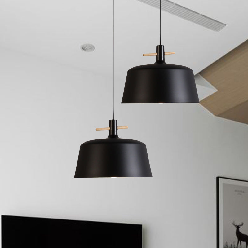 1 Light Pendant Lamp with Shade Metallic Contemporary Style Dining Room Hanging Light Fixture in Black/White Clearhalo 'Ceiling Lights' 'Modern Pendants' 'Modern' 'Pendant Lights' 'Pendants' Lighting' 1416911