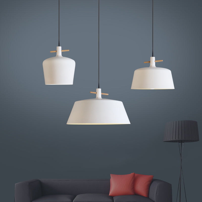 1 Light Pendant Lamp with Shade Metallic Contemporary Style Dining Room Hanging Light Fixture in Black/White White B Clearhalo 'Ceiling Lights' 'Modern Pendants' 'Modern' 'Pendant Lights' 'Pendants' Lighting' 1416914