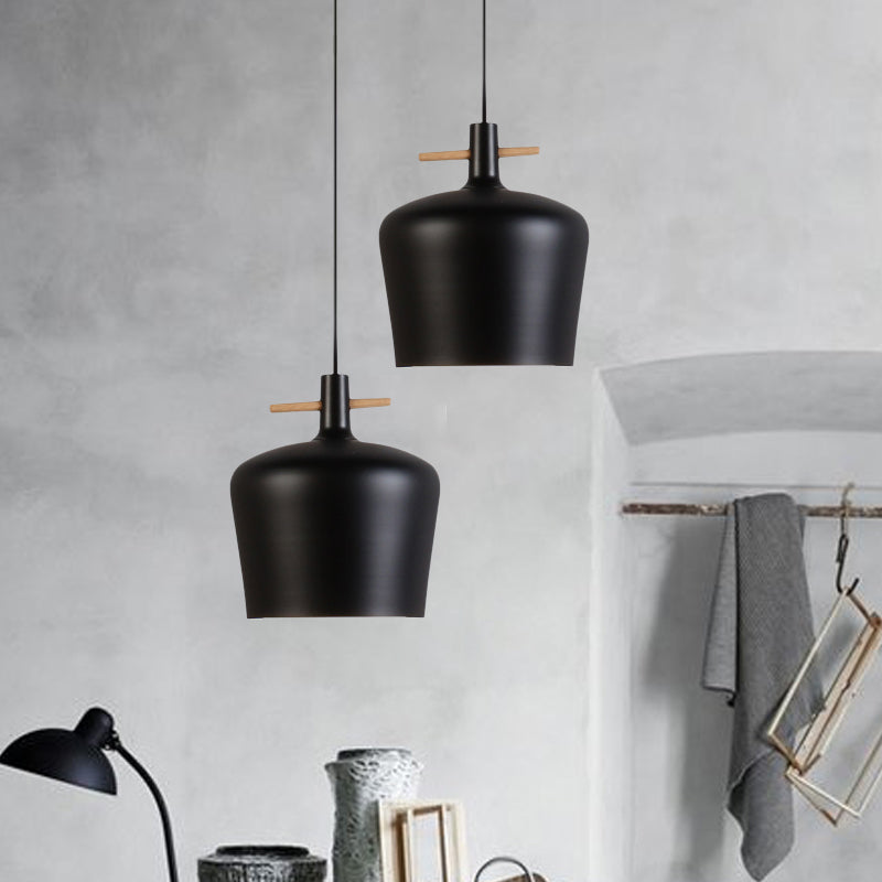 1 Light Pendant Lamp with Shade Metallic Contemporary Style Dining Room Hanging Light Fixture in Black/White Clearhalo 'Ceiling Lights' 'Modern Pendants' 'Modern' 'Pendant Lights' 'Pendants' Lighting' 1416919