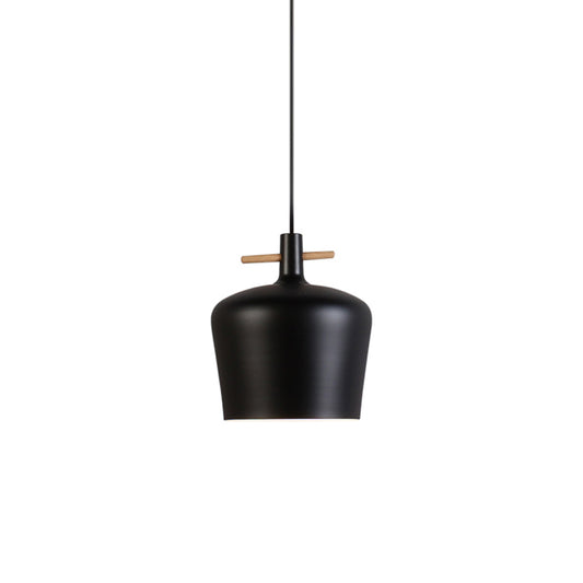 1 Light Pendant Lamp with Shade Metallic Contemporary Style Dining Room Hanging Light Fixture in Black/White Clearhalo 'Ceiling Lights' 'Modern Pendants' 'Modern' 'Pendant Lights' 'Pendants' Lighting' 1416921