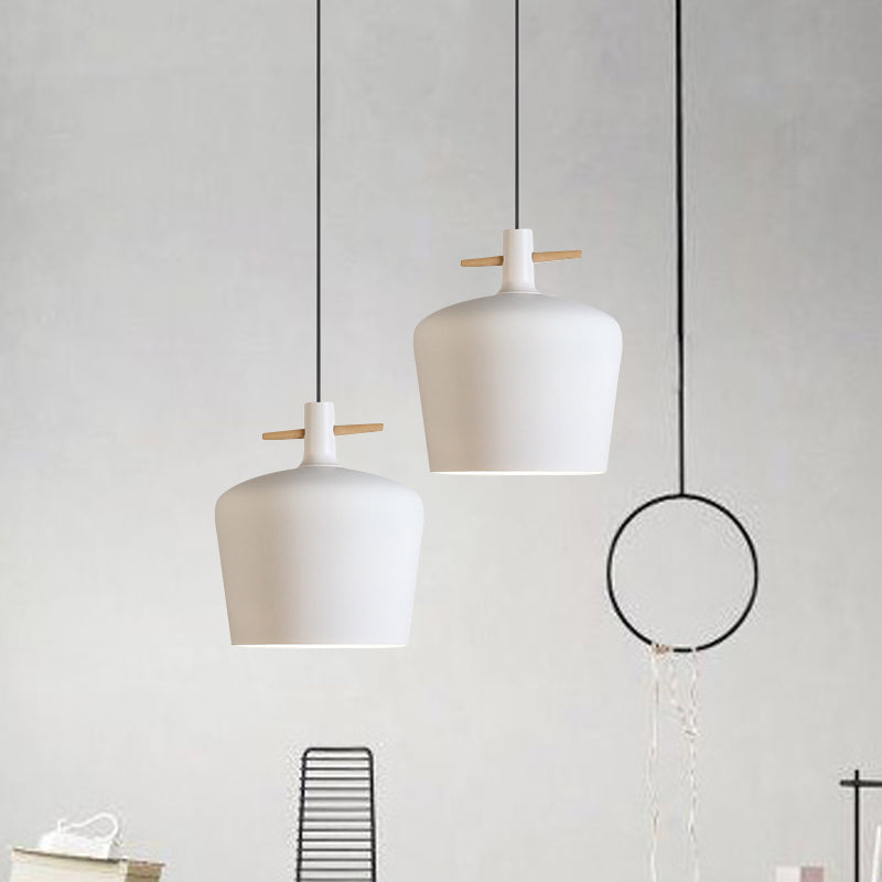 1 Light Pendant Lamp with Shade Metallic Contemporary Style Dining Room Hanging Light Fixture in Black/White White A Clearhalo 'Ceiling Lights' 'Modern Pendants' 'Modern' 'Pendant Lights' 'Pendants' Lighting' 1416923