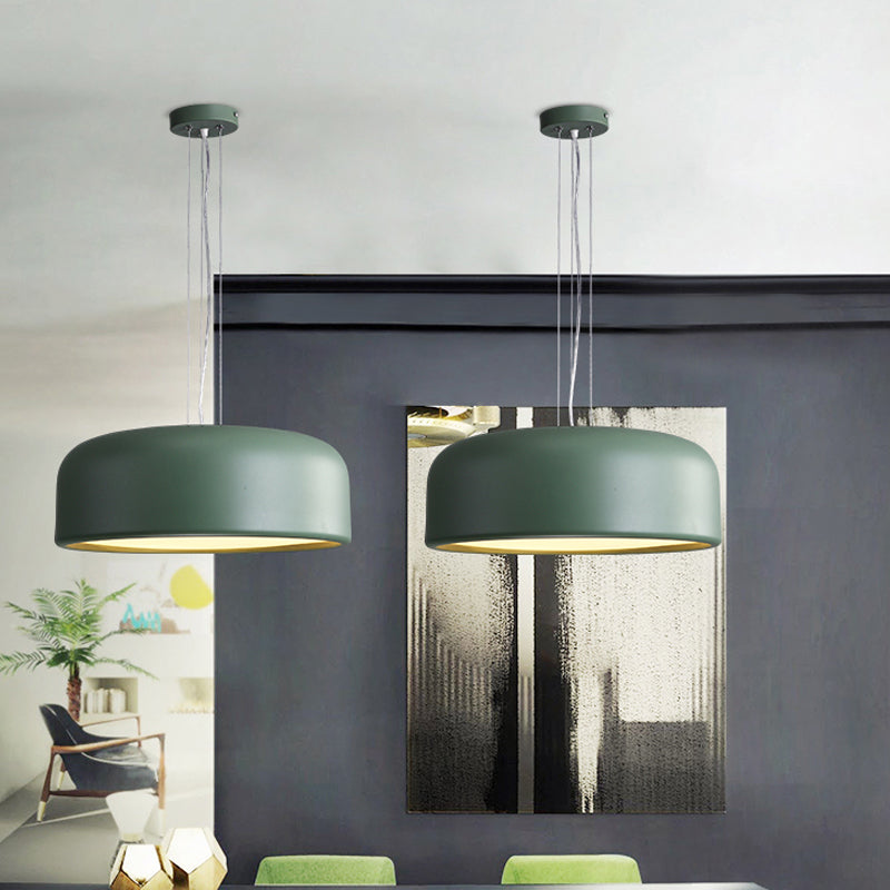 Khaki/Black Drum Shade Ceiling Fixture Macaron Style Metallic 1 Bulb Restaurant Pendant Light Fixture, 14"/19"/23.5" Width Green Clearhalo 'Ceiling Lights' 'Modern Pendants' 'Modern' 'Pendant Lights' 'Pendants' Lighting' 1416927