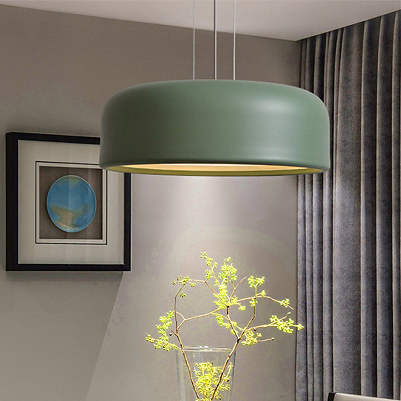 Khaki/Black Drum Shade Ceiling Fixture Macaron Style Metallic 1 Bulb Restaurant Pendant Light Fixture, 14"/19"/23.5" Width Clearhalo 'Ceiling Lights' 'Modern Pendants' 'Modern' 'Pendant Lights' 'Pendants' Lighting' 1416929