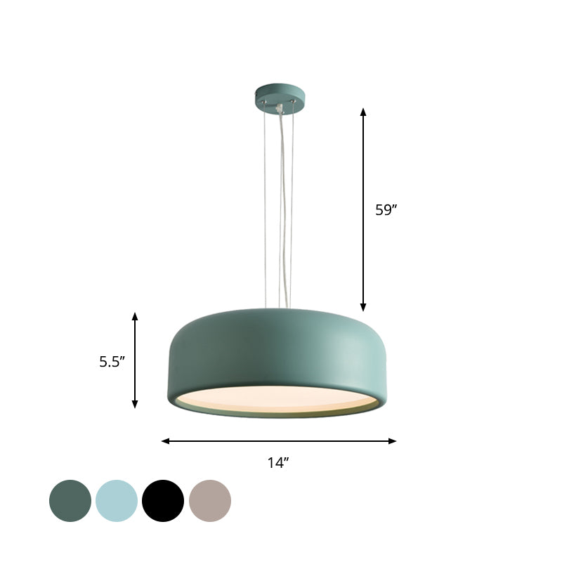 Khaki/Black Drum Shade Ceiling Fixture Macaron Style Metallic 1 Bulb Restaurant Pendant Light Fixture, 14"/19"/23.5" Width Clearhalo 'Ceiling Lights' 'Modern Pendants' 'Modern' 'Pendant Lights' 'Pendants' Lighting' 1416931