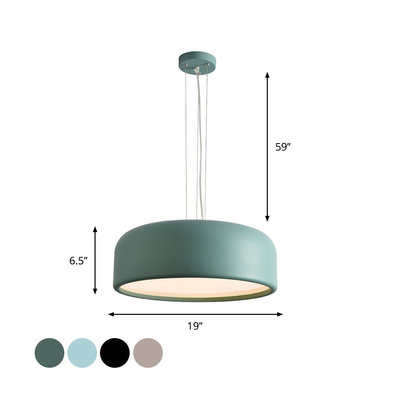 Khaki/Black Drum Shade Ceiling Fixture Macaron Style Metallic 1 Bulb Restaurant Pendant Light Fixture, 14"/19"/23.5" Width Clearhalo 'Ceiling Lights' 'Modern Pendants' 'Modern' 'Pendant Lights' 'Pendants' Lighting' 1416932