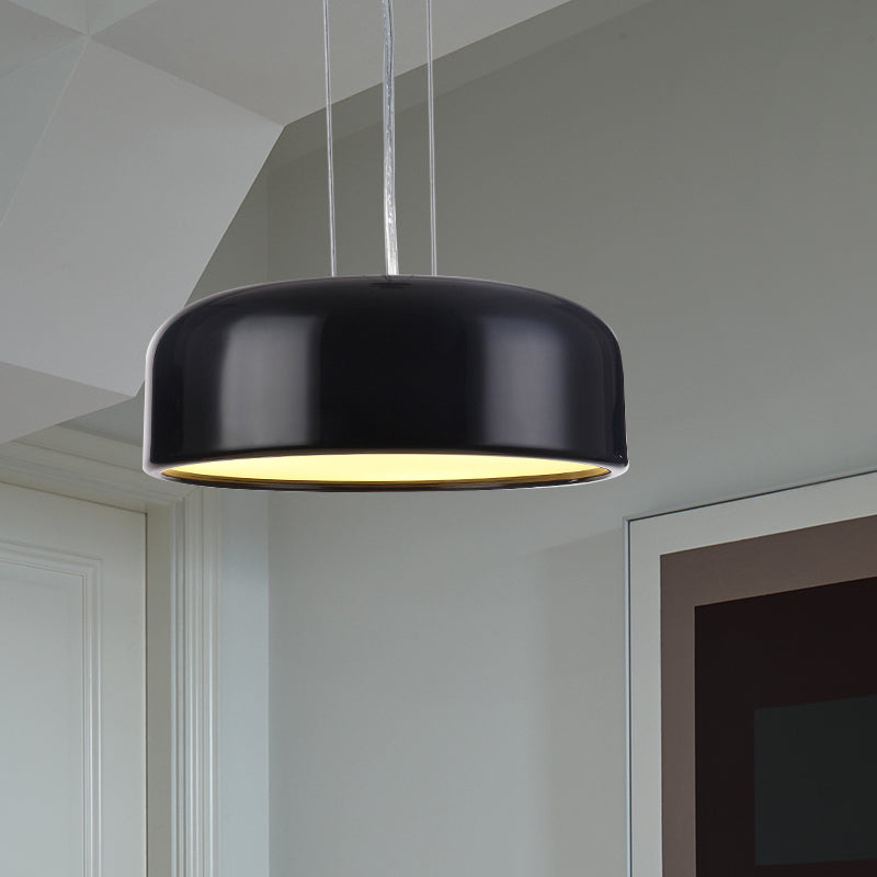 Khaki/Black Drum Shade Ceiling Fixture Macaron Style Metallic 1 Bulb Restaurant Pendant Light Fixture, 14"/19"/23.5" Width Clearhalo 'Ceiling Lights' 'Modern Pendants' 'Modern' 'Pendant Lights' 'Pendants' Lighting' 1416936