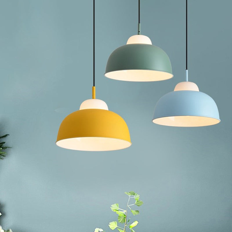 Nordic Style Bowl Shade Pendant Light 1 Bulb Metallic Hanging Light Fixture in Black/Green over Table Clearhalo 'Ceiling Lights' 'Modern Pendants' 'Modern' 'Pendant Lights' 'Pendants' Lighting' 1416947