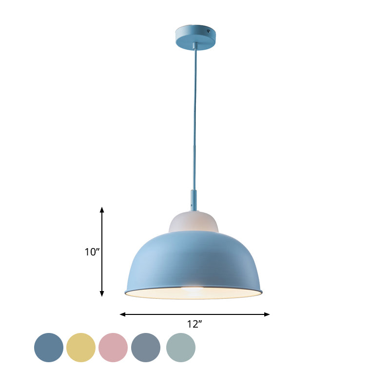 Nordic Style Bowl Shade Pendant Light 1 Bulb Metallic Hanging Light Fixture in Black/Green over Table Clearhalo 'Ceiling Lights' 'Modern Pendants' 'Modern' 'Pendant Lights' 'Pendants' Lighting' 1416950