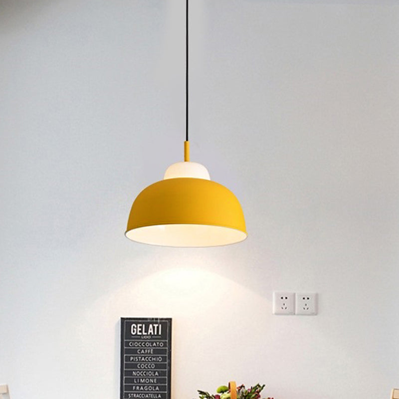 Nordic Style Bowl Shade Pendant Light 1 Bulb Metallic Hanging Light Fixture in Black/Green over Table Clearhalo 'Ceiling Lights' 'Modern Pendants' 'Modern' 'Pendant Lights' 'Pendants' Lighting' 1416952