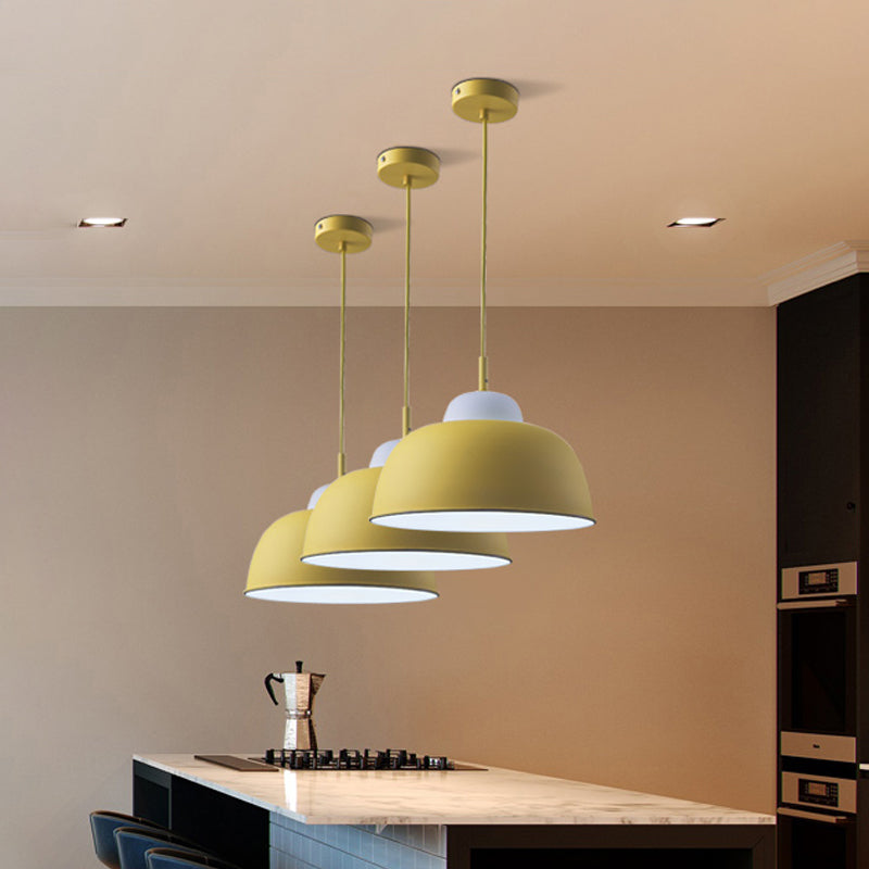 Nordic Style Bowl Shade Pendant Light 1 Bulb Metallic Hanging Light Fixture in Black/Green over Table Clearhalo 'Ceiling Lights' 'Modern Pendants' 'Modern' 'Pendant Lights' 'Pendants' Lighting' 1416953