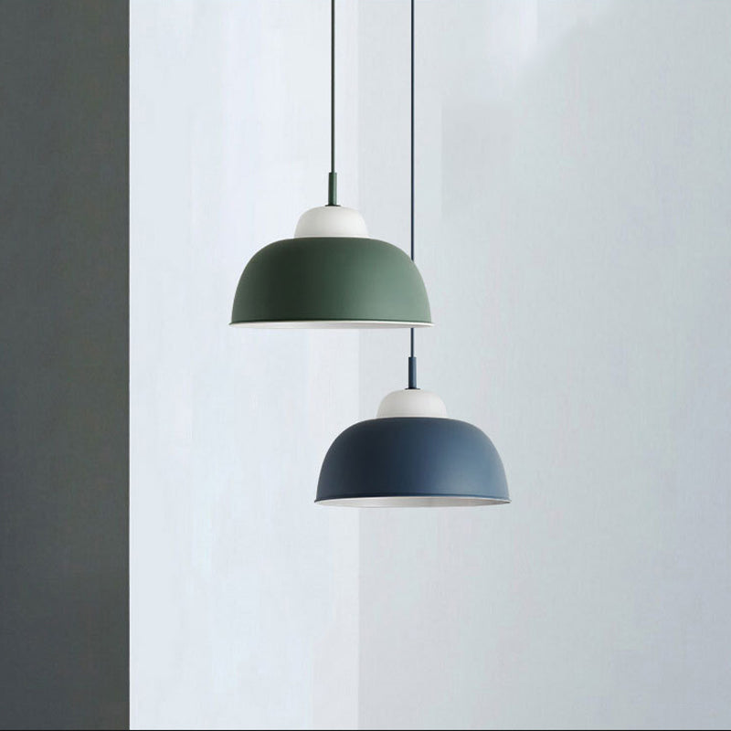 Nordic Style Bowl Shade Pendant Light 1 Bulb Metallic Hanging Light Fixture in Black/Green over Table Clearhalo 'Ceiling Lights' 'Modern Pendants' 'Modern' 'Pendant Lights' 'Pendants' Lighting' 1416956