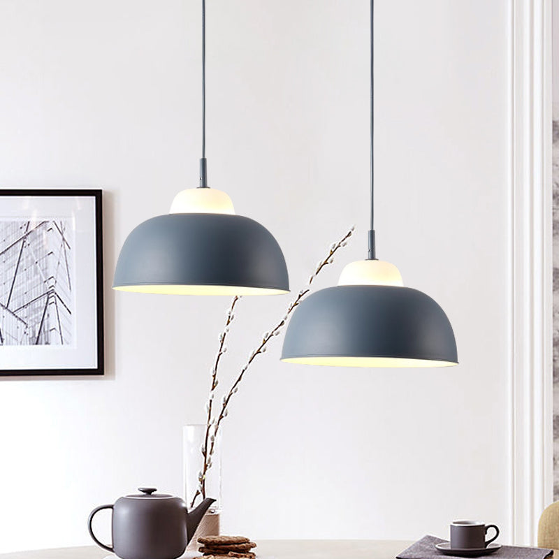 Nordic Style Bowl Shade Pendant Light 1 Bulb Metallic Hanging Light Fixture in Black/Green over Table Clearhalo 'Ceiling Lights' 'Modern Pendants' 'Modern' 'Pendant Lights' 'Pendants' Lighting' 1416957