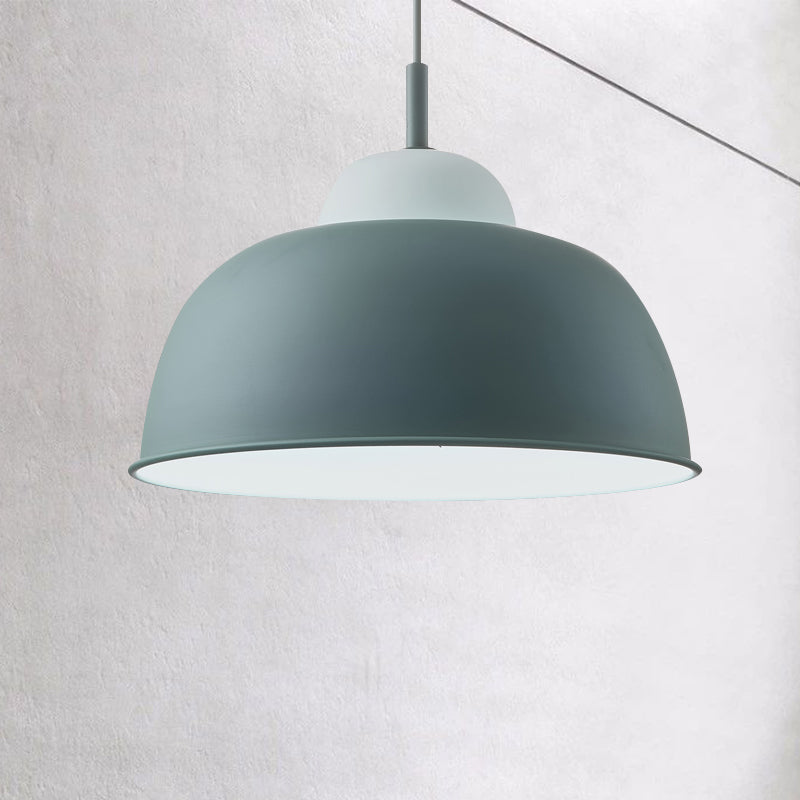 Nordic Style Bowl Shade Pendant Light 1 Bulb Metallic Hanging Light Fixture in Black/Green over Table Green Clearhalo 'Ceiling Lights' 'Modern Pendants' 'Modern' 'Pendant Lights' 'Pendants' Lighting' 1416963