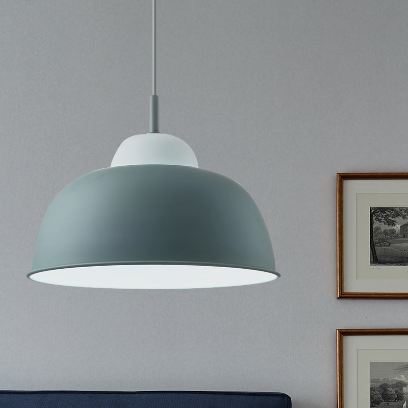 Nordic Style Bowl Shade Pendant Light 1 Bulb Metallic Hanging Light Fixture in Black/Green over Table Clearhalo 'Ceiling Lights' 'Modern Pendants' 'Modern' 'Pendant Lights' 'Pendants' Lighting' 1416964