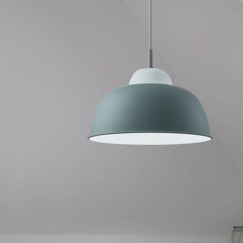 Nordic Style Bowl Shade Pendant Light 1 Bulb Metallic Hanging Light Fixture in Black/Green over Table Clearhalo 'Ceiling Lights' 'Modern Pendants' 'Modern' 'Pendant Lights' 'Pendants' Lighting' 1416965