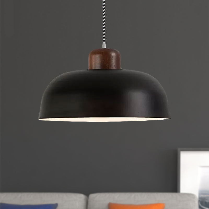 12"/15" W Bowl Shade Dining Table Ceiling Hanging Light Vintage Style Metallic 1 Light Brown/Black Pendant Lamp Clearhalo 'Ceiling Lights' 'Modern Pendants' 'Modern' 'Pendant Lights' 'Pendants' Lighting' 1416967