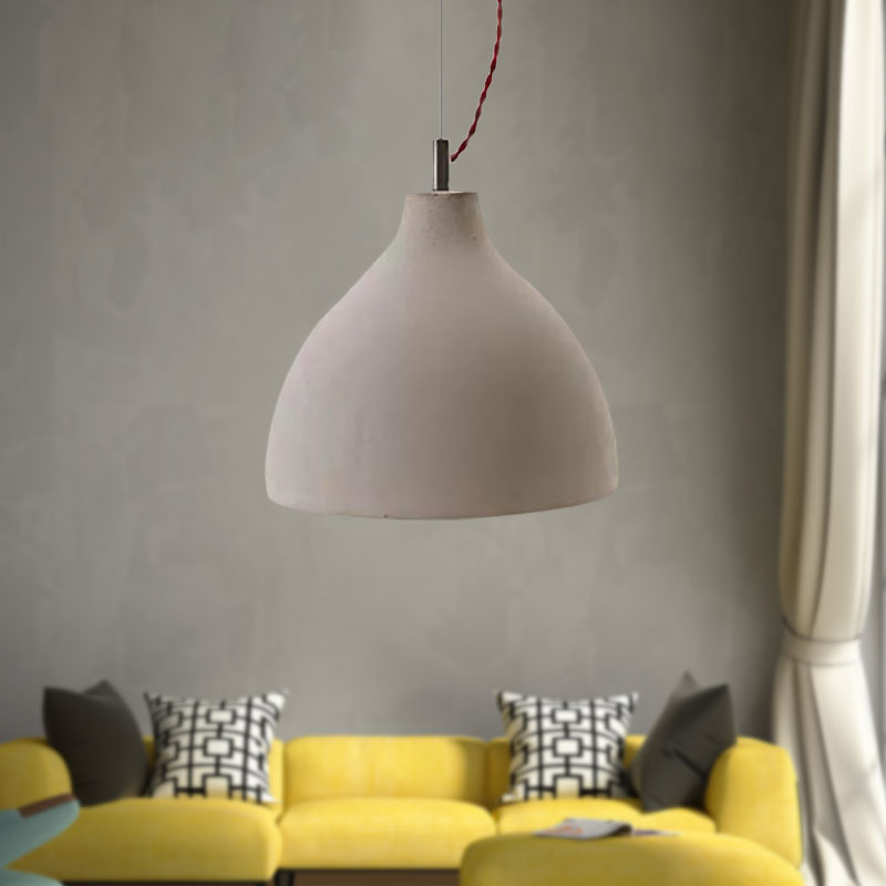 Cement Domed/Bucket Pendant Lighting Industrial 1 Light Restaurant Hanging Ceiling Lamp in Grey Clearhalo 'Ceiling Lights' 'Modern Pendants' 'Modern' 'Pendant Lights' 'Pendants' Lighting' 1416978