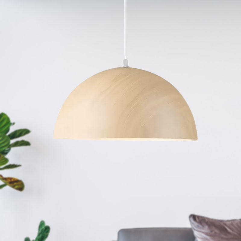 Aluminum Domed Pendant Lighting Contemporary 1 Head Balcony Suspension Light with Wood Design in Dark Brown/Light Brown Clearhalo 'Ceiling Lights' 'Modern Pendants' 'Modern' 'Pendant Lights' 'Pendants' Lighting' 1417034