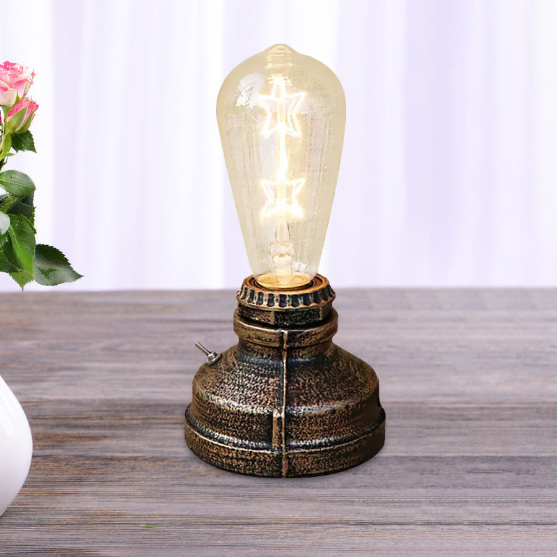 Bronze/Aged Brass 1 Head Table Lighting Industrial Wrought Iron Bare Bulb Standing Table Lamp with Plug In Cord Clearhalo 'Lamps' 'Table Lamps' Lighting' 1417094