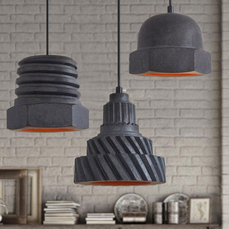 Industrial Style Screw Shaped Hanging Light 3-Light Ceramics Pendant Lamp with Adjustable Cord in Black Clearhalo 'Ceiling Lights' 'Modern Pendants' 'Modern' 'Pendant Lights' 'Pendants' Lighting' 1417125