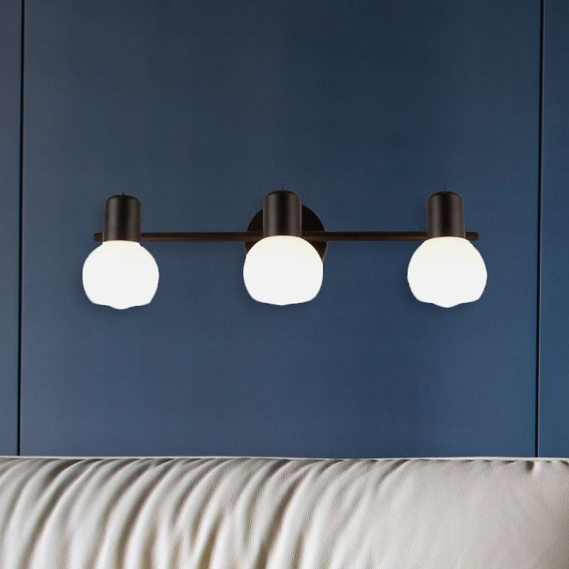 3-Bulb Wall Sconce Lighting with Bubble Shade Opal Glass Modern Bathroom Light Fixture in Black/White Clearhalo 'Cast Iron' 'Glass' 'Industrial' 'Modern wall lights' 'Modern' 'Tiffany' 'Traditional wall lights' 'Wall Lamps & Sconces' 'Wall Lights' Lighting' 1417150