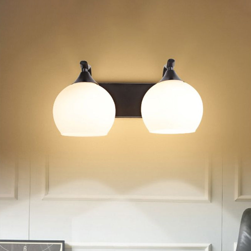 2 Lights Frosted Glass Wall Sconce Light Industrial Black Bubble Living Room Lighting Fixture Clearhalo 'Cast Iron' 'Glass' 'Industrial' 'Modern wall lights' 'Modern' 'Tiffany' 'Traditional wall lights' 'Wall Lamps & Sconces' 'Wall Lights' Lighting' 1417153