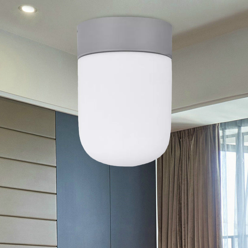 Capsule Corridor Flush Mount Light Modernist Metal and Frosted Glass 1 Light Pink/Gray Ceiling Lighting Clearhalo 'Ceiling Lights' 'Close To Ceiling Lights' 'Close to ceiling' 'Flush mount' Lighting' 1417158