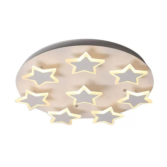 Acrylic Starry Ceiling Mount Light Romantic Flush Light in White Finish for Girls Bedroom White 19.5" Clearhalo 'Ceiling Lights' 'Close To Ceiling Lights' 'Close to ceiling' 'Flush mount' Lighting' 14172