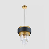 Taper Great Room Down Mini Pendant Modern Crystal Prisms 1 Bulb Black and Gold Finish Suspension Light Clearhalo 'Ceiling Lights' 'Modern Pendants' 'Modern' 'Pendant Lights' 'Pendants' Lighting' 1417446