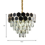 Clear Glass Drops Black Finish Hanging Light Tapered 9 Bulbs Contemporary Chandelier Lamp Clearhalo 'Ceiling Lights' 'Chandeliers' 'Modern Chandeliers' 'Modern' Lighting' 1417464