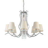 Clear Crystal Stands Scrolls Pendant Lighting Traditional 9 Heads Parlor Chandelier with White Taper Fabric Shade Clearhalo 'Ceiling Lights' 'Chandeliers' Lighting' options 1417688