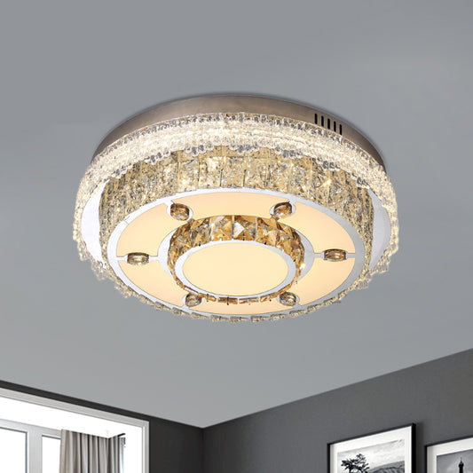 Modern Round Flush Mount Lamp Clear Crystals LED Ceiling Light Fixture for Sleeping Room Clear Clearhalo 'Ceiling Lights' 'Close To Ceiling Lights' 'Close to ceiling' 'Flush mount' Lighting' 1417712