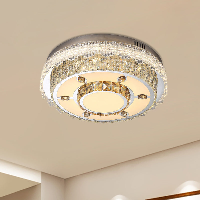 Modern Round Flush Mount Lamp Clear Crystals LED Ceiling Light Fixture for Sleeping Room Clearhalo 'Ceiling Lights' 'Close To Ceiling Lights' 'Close to ceiling' 'Flush mount' Lighting' 1417713