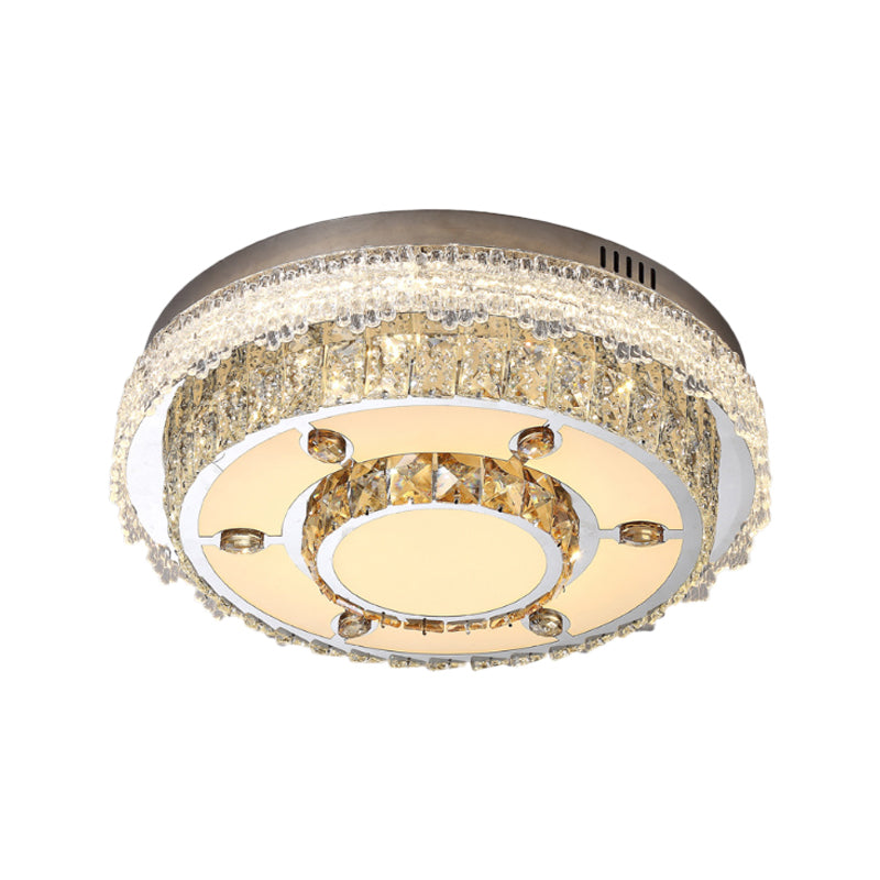 Modern Round Flush Mount Lamp Clear Crystals LED Ceiling Light Fixture for Sleeping Room Clearhalo 'Ceiling Lights' 'Close To Ceiling Lights' 'Close to ceiling' 'Flush mount' Lighting' 1417714