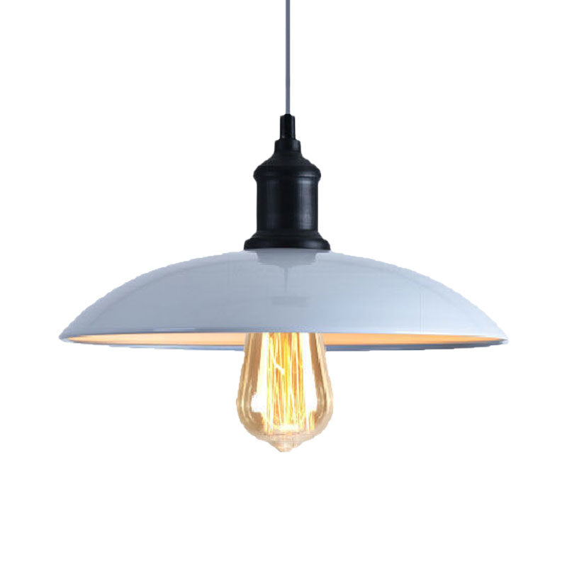 1 Light Bowl Pendant Lamp Macaron Stylish Blue/Green Metal Suspension Light for Dining Room, 12.5"/16" Dia Clearhalo 'Ceiling Lights' 'Modern Pendants' 'Modern' 'Pendant Lights' 'Pendants' Lighting' 1417810