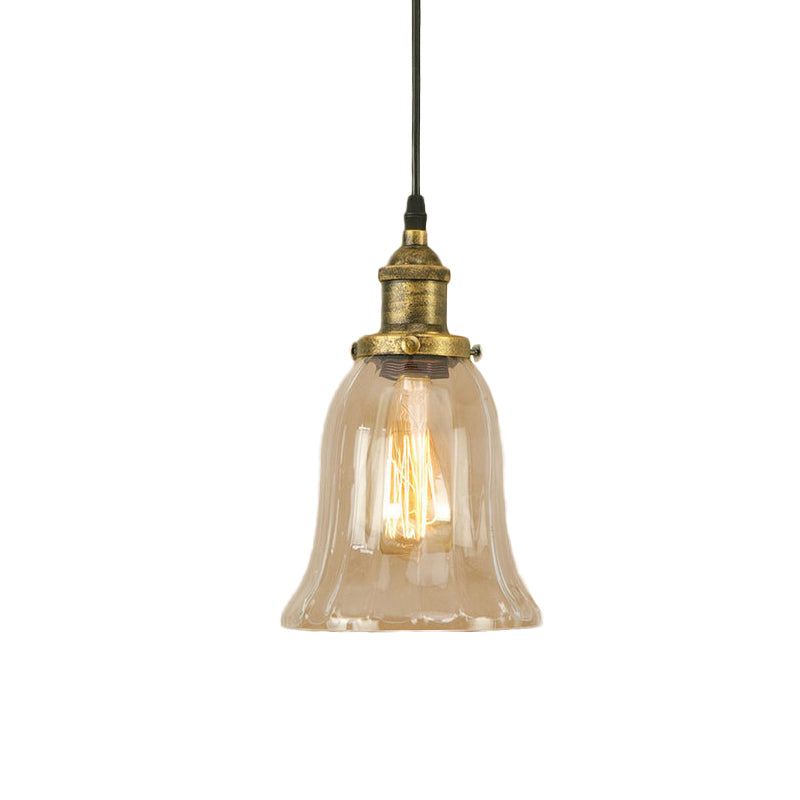 Bronze/Antique Brass/Copper 1 Light Pendant Lighting Industrial Clear Glass Bell Hanging Lamp for Indoor Clearhalo 'Ceiling Lights' 'Glass shade' 'Glass' 'Industrial Pendants' 'Industrial' 'Middle Century Pendants' 'Pendant Lights' 'Pendants' 'Tiffany' Lighting' 1418020