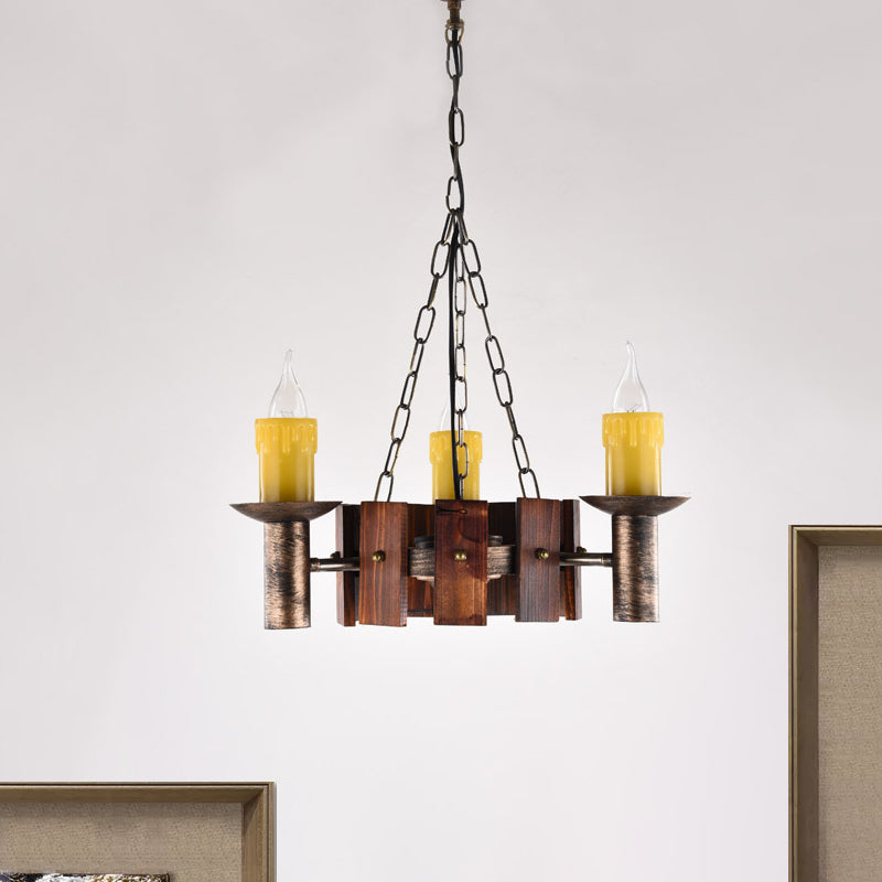 Candle Vintage Hanging Light Metal Chandeliers in Brass for Coffee Shop Living Room Clearhalo 'Ceiling Lights' 'Chandeliers' Lighting' options 1418367