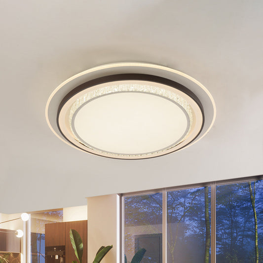 White LED Flush Mount Lamp Modern Square-Cut Crystals Round Close to Ceiling Lighting White Clearhalo 'Ceiling Lights' 'Close To Ceiling Lights' 'Close to ceiling' 'Flush mount' Lighting' 1418398