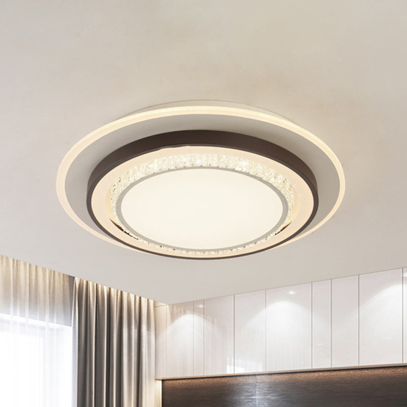 White LED Flush Mount Lamp Modern Square-Cut Crystals Round Close to Ceiling Lighting Clearhalo 'Ceiling Lights' 'Close To Ceiling Lights' 'Close to ceiling' 'Flush mount' Lighting' 1418399