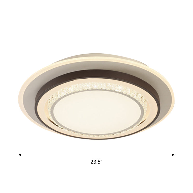 White LED Flush Mount Lamp Modern Square-Cut Crystals Round Close to Ceiling Lighting Clearhalo 'Ceiling Lights' 'Close To Ceiling Lights' 'Close to ceiling' 'Flush mount' Lighting' 1418401