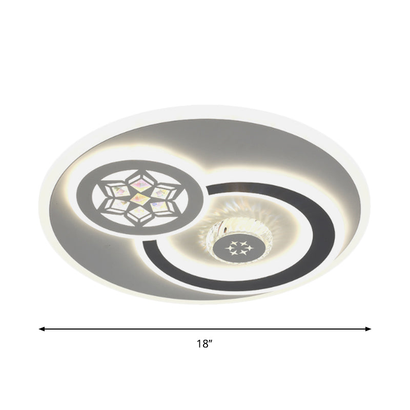 LED Round Flush Mount Lamp Modern White Clear Crystal Blocks Ceiling Light Fixture with Square/Six-Pointed Star/Floral Pattern Clearhalo 'Ceiling Lights' 'Close To Ceiling Lights' 'Close to ceiling' 'Flush mount' Lighting' 1418415