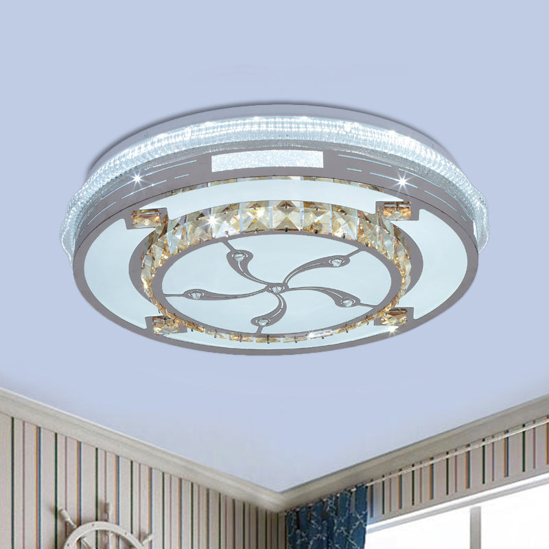 Faceted Crystals White Ceiling Lighting Round LED Contemporary Flushmount with Loving Heart/Floral/Circle Pattern White Flower Clearhalo 'Ceiling Lights' 'Close To Ceiling Lights' 'Close to ceiling' 'Flush mount' Lighting' 1418428