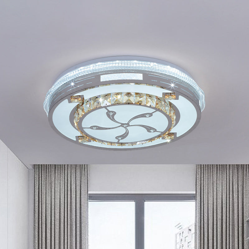 Faceted Crystals White Ceiling Lighting Round LED Contemporary Flushmount with Loving Heart/Floral/Circle Pattern Clearhalo 'Ceiling Lights' 'Close To Ceiling Lights' 'Close to ceiling' 'Flush mount' Lighting' 1418430