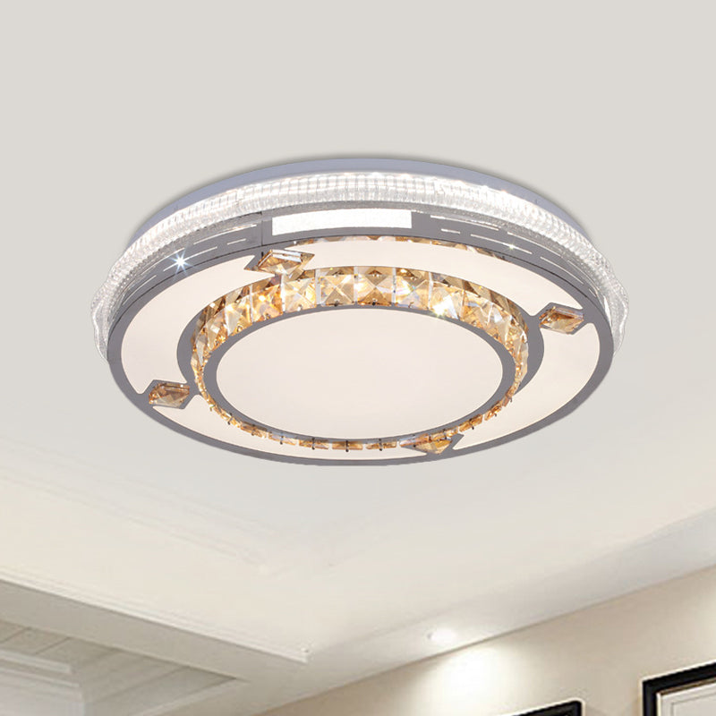 Faceted Crystals White Ceiling Lighting Round LED Contemporary Flushmount with Loving Heart/Floral/Circle Pattern Clearhalo 'Ceiling Lights' 'Close To Ceiling Lights' 'Close to ceiling' 'Flush mount' Lighting' 1418434