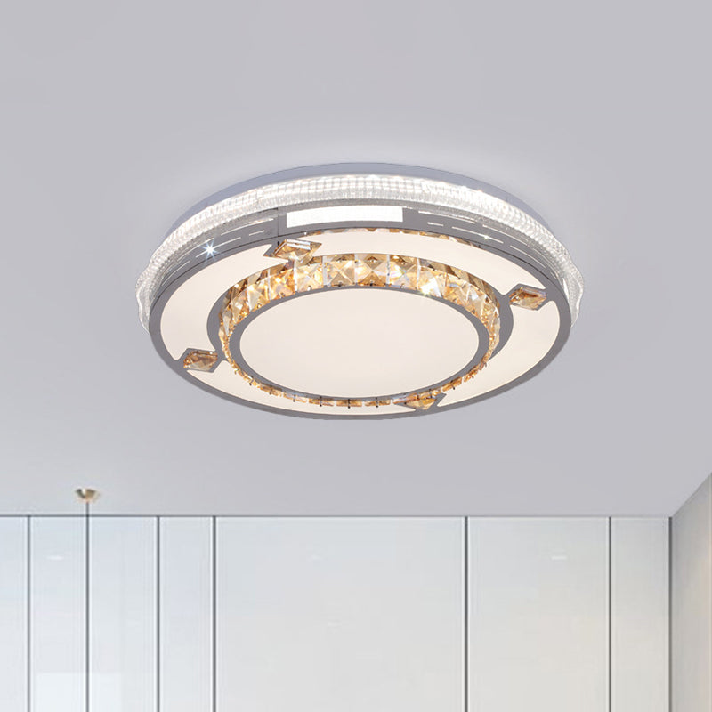 Faceted Crystals White Ceiling Lighting Round LED Contemporary Flushmount with Loving Heart/Floral/Circle Pattern Clearhalo 'Ceiling Lights' 'Close To Ceiling Lights' 'Close to ceiling' 'Flush mount' Lighting' 1418435