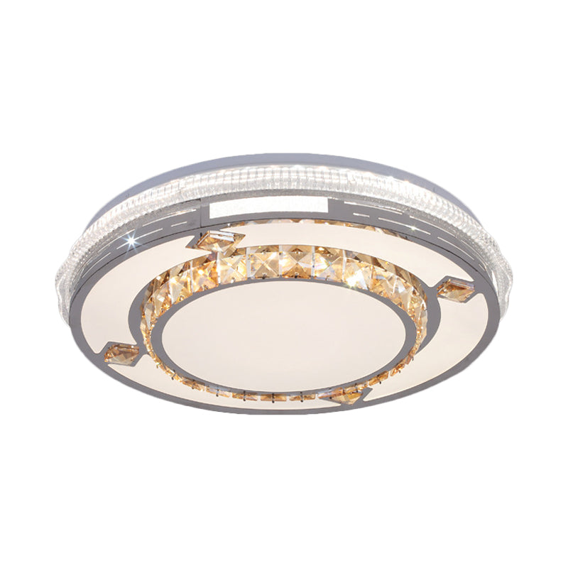 Faceted Crystals White Ceiling Lighting Round LED Contemporary Flushmount with Loving Heart/Floral/Circle Pattern Clearhalo 'Ceiling Lights' 'Close To Ceiling Lights' 'Close to ceiling' 'Flush mount' Lighting' 1418436